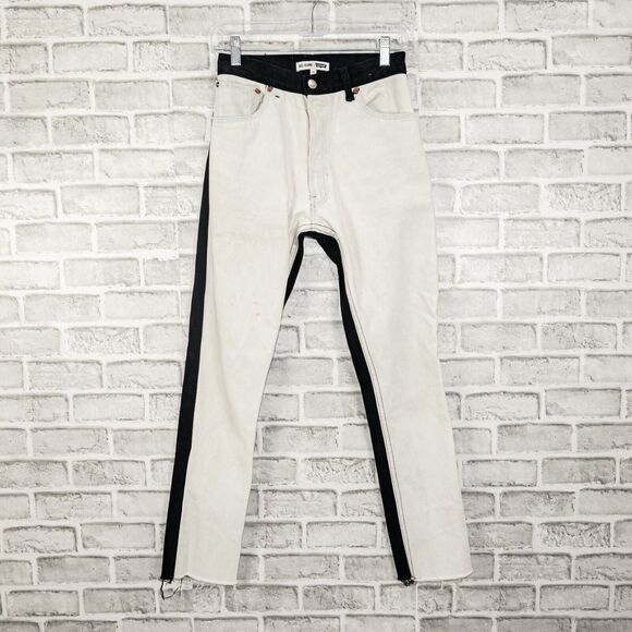 RE/DONE x Levi's size 24 2-Tone Black White Denim Jeans Vintage stained - Picture 3 of 10
